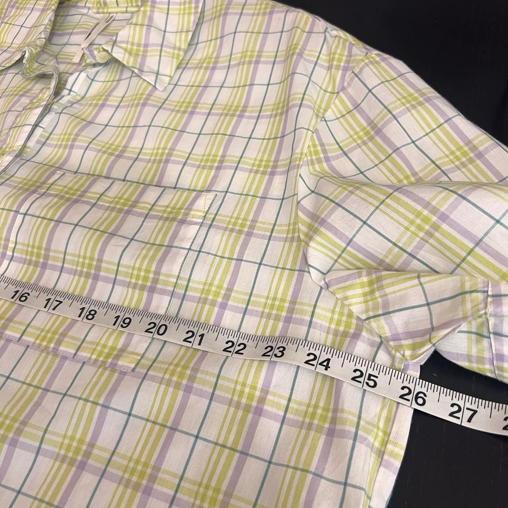 Anthropologie Oversized Boyfriend Pajama Top Sz M Plaid‎  Cotton Short Sleeve PJ - Picture 9 of 10